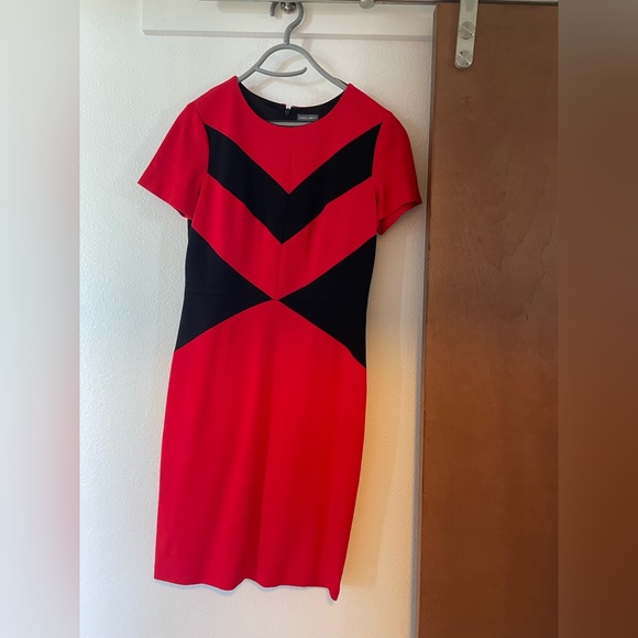 Black and red color block business casual dress size 6 - Picture 1 of 5